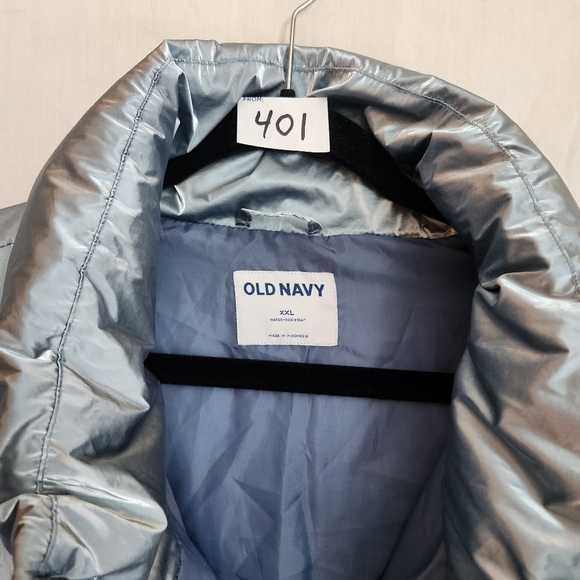 Old Navy Metallic Dusty Blue Womens  Puffer Jacket Size XXL - Picture 5 of 7